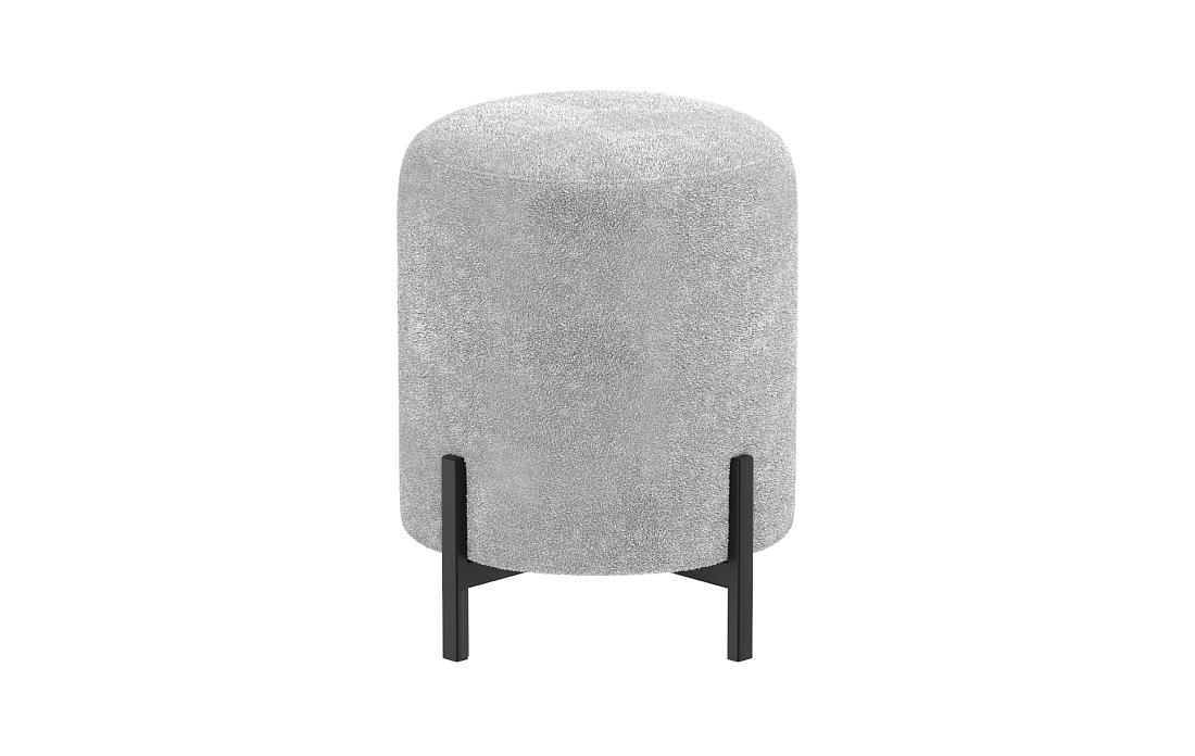 Пуф Люкс (круглый) велюр Панда сильвер маус